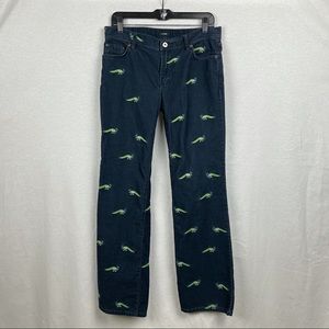 J CREW PEACOCK EMBROIDERED NAVY CORDUROY PANT Sz 8